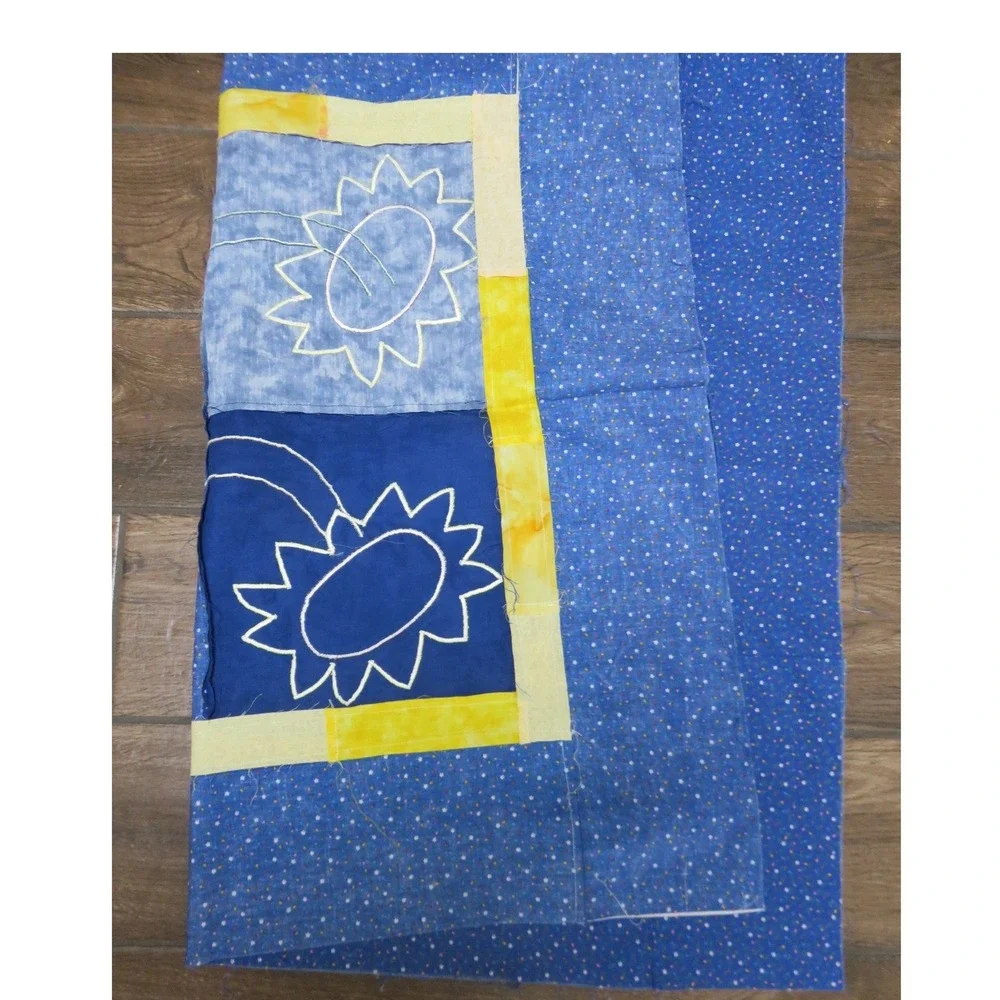 Unfinished Handmade‎ Sunflower Applique Patchwork Quilt Panel 30